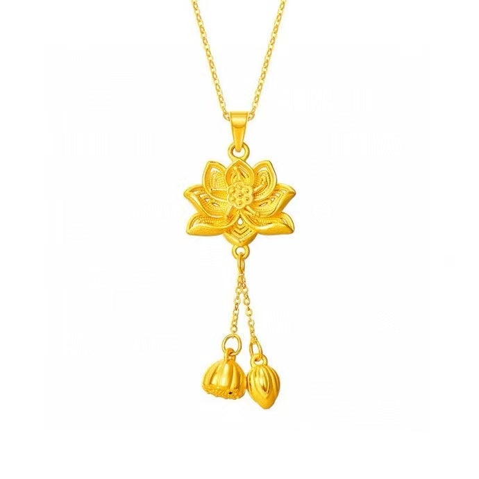 12. Liontin Bunga Teratai Perak 999 dengan Tanda & Sertifikasi S999 12. Lotus Flower Pendant Siver 999 with S999 Mark & Certification