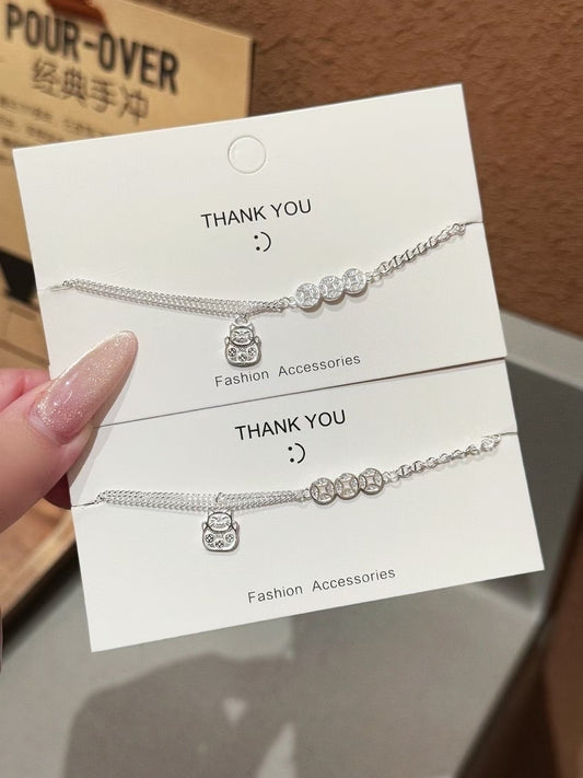 13. Gelang Koin Uang Kucing Kecil Perak 999 dengan Tanda & Sertifikasi S999 13. Money Coin Little Cat Siver 999 Bracelets with S999 Mark & Certification