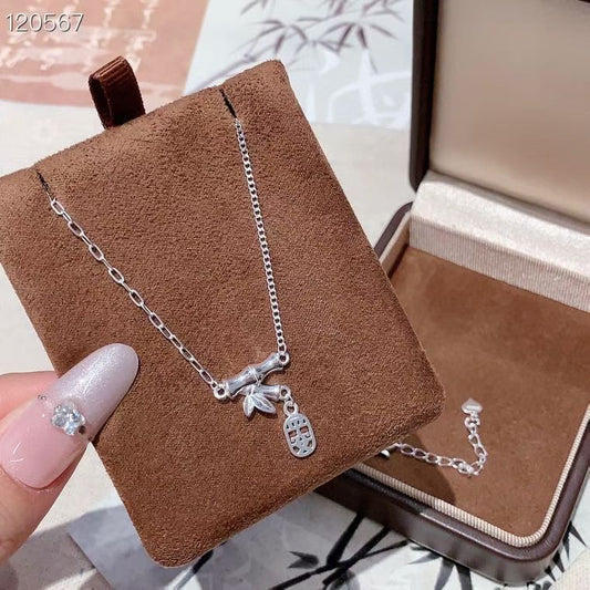 15. Kalung Liontin Bambu Perak 999 dengan Tanda & Sertifikasi S999 15. Bamboo Pendant Necklace Siver 999 with S999 Mark & Certification